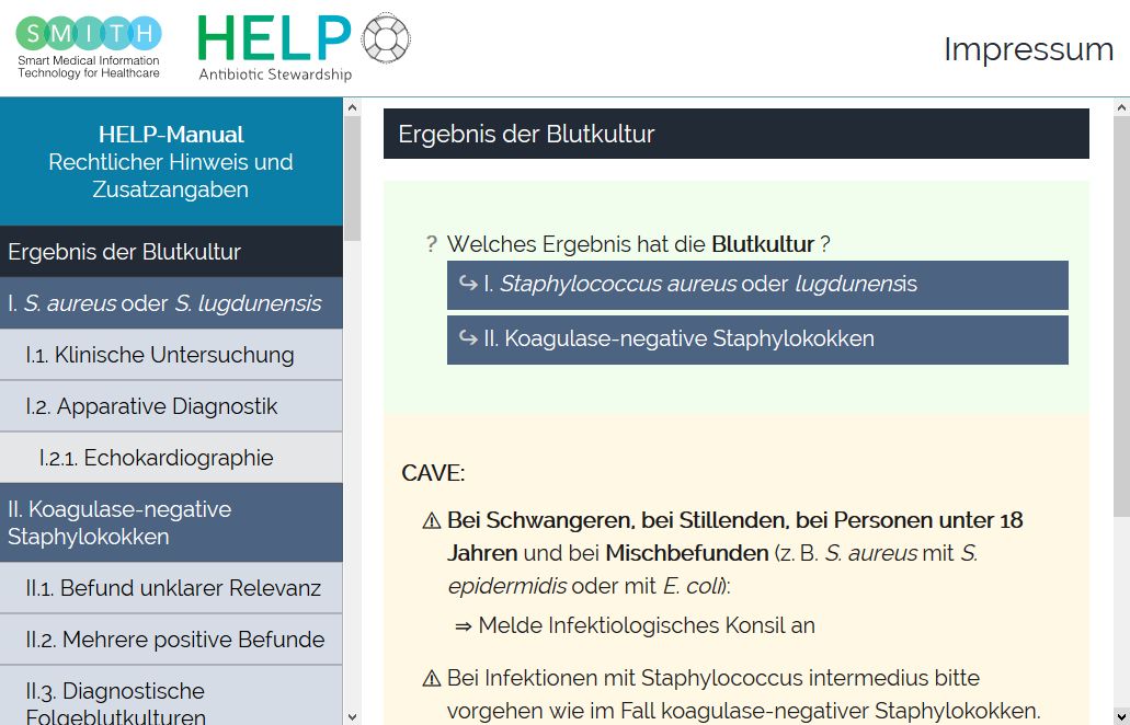 Nutzeroberfläche der HELP- App | Bildquelle: © Universitätsklinikum Jena